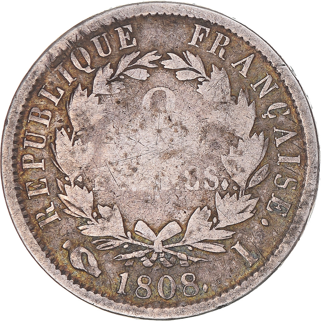 Moneda, Francia, Napoléon I, 2 Francs, 1808, Limoges, BC+, Plata, KM:684.3