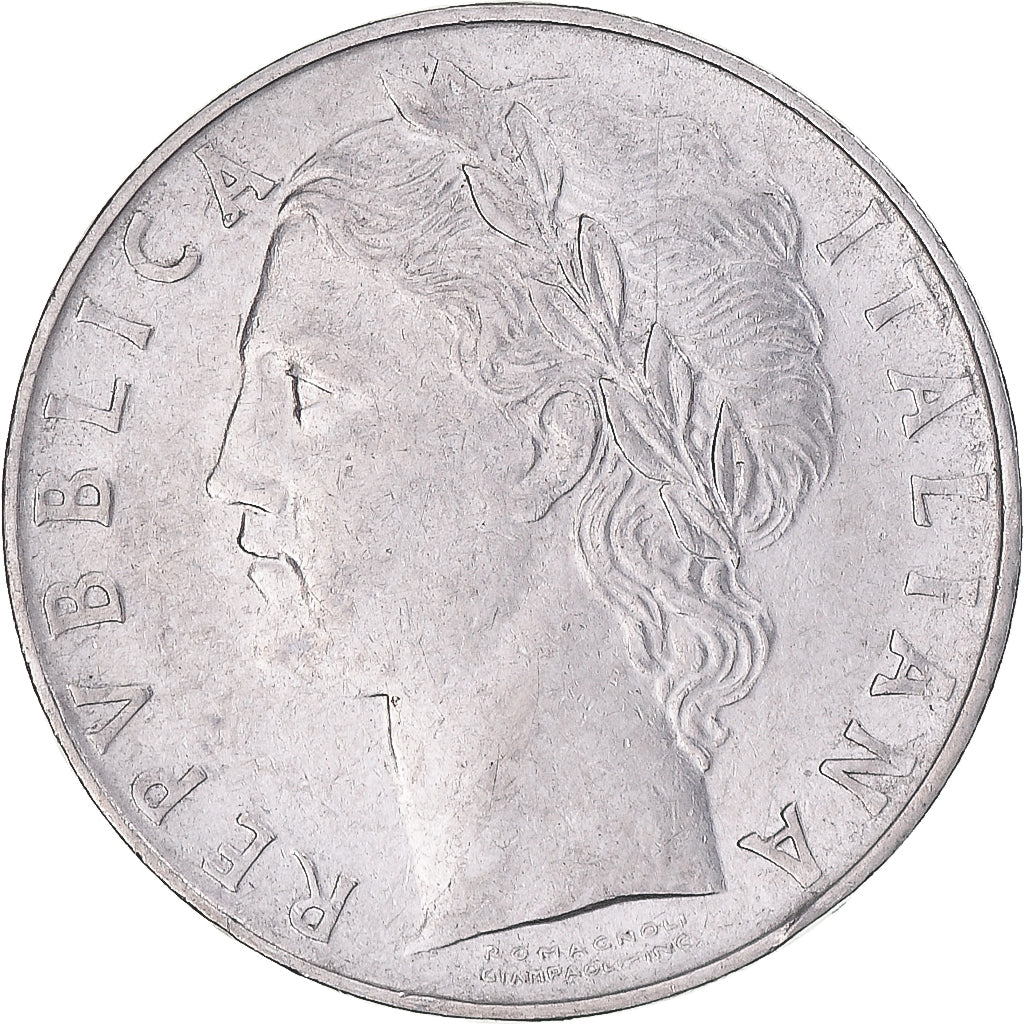 Moneda, Italia, 100 Lire, 1957, Rome, MBC, Acero inoxidable, KM:96.1