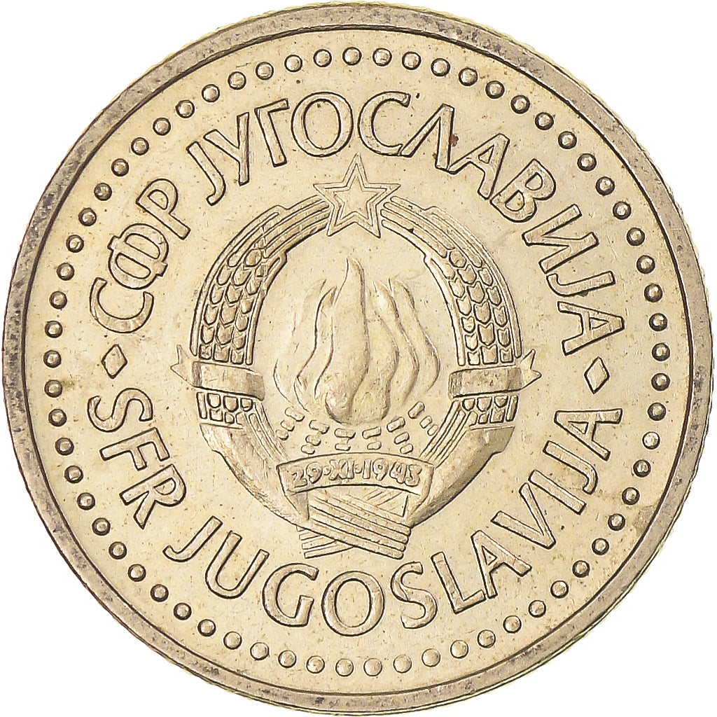 Moneta, Jugosławia, Dinar, 1984, AU(50-53), Mosiądz niklowy, KM:86