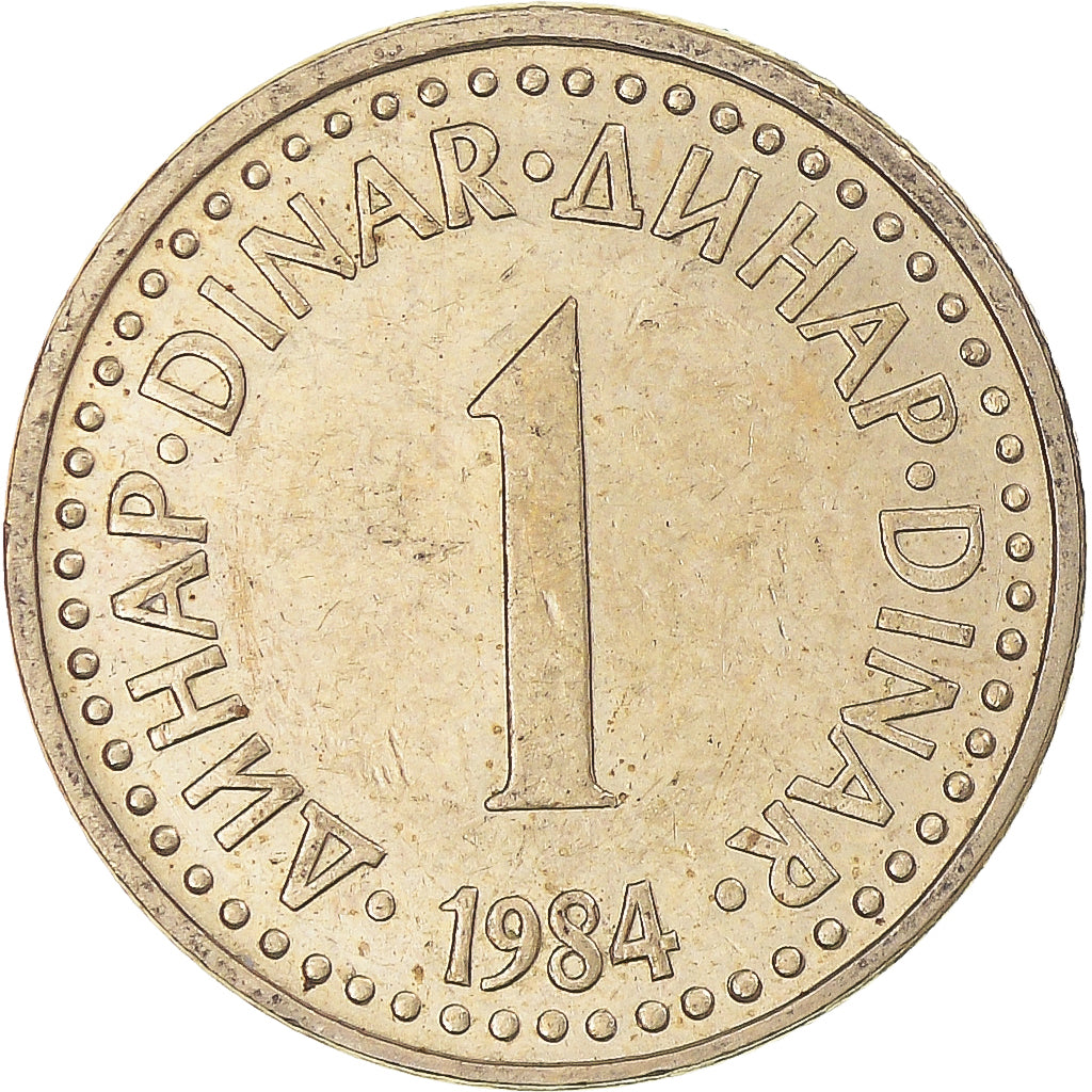 Moneta, Jugosławia, Dinar, 1984, AU(50-53), Mosiądz niklowy, KM:86