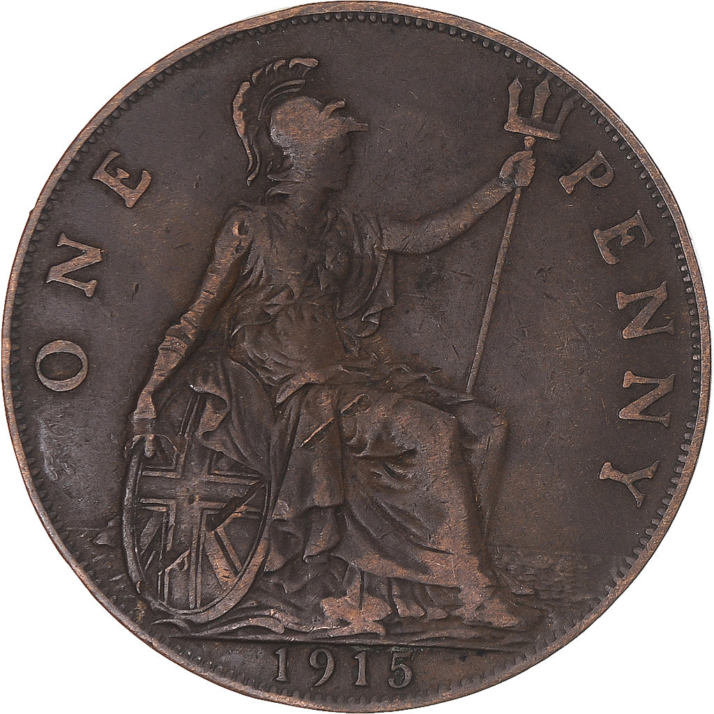 Moneta, Wielka Brytania, George V, Penny, 1915, VF(30-35), Brązowy, KM:810