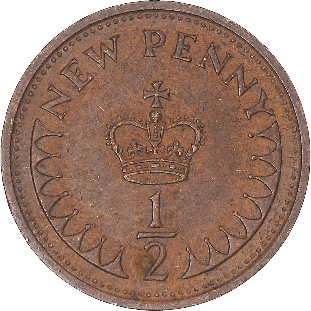 Moneda, Gran Bretaña, Elizabeth II, 1/2 New Penny, 1976, MBC, Bronce, KM:914