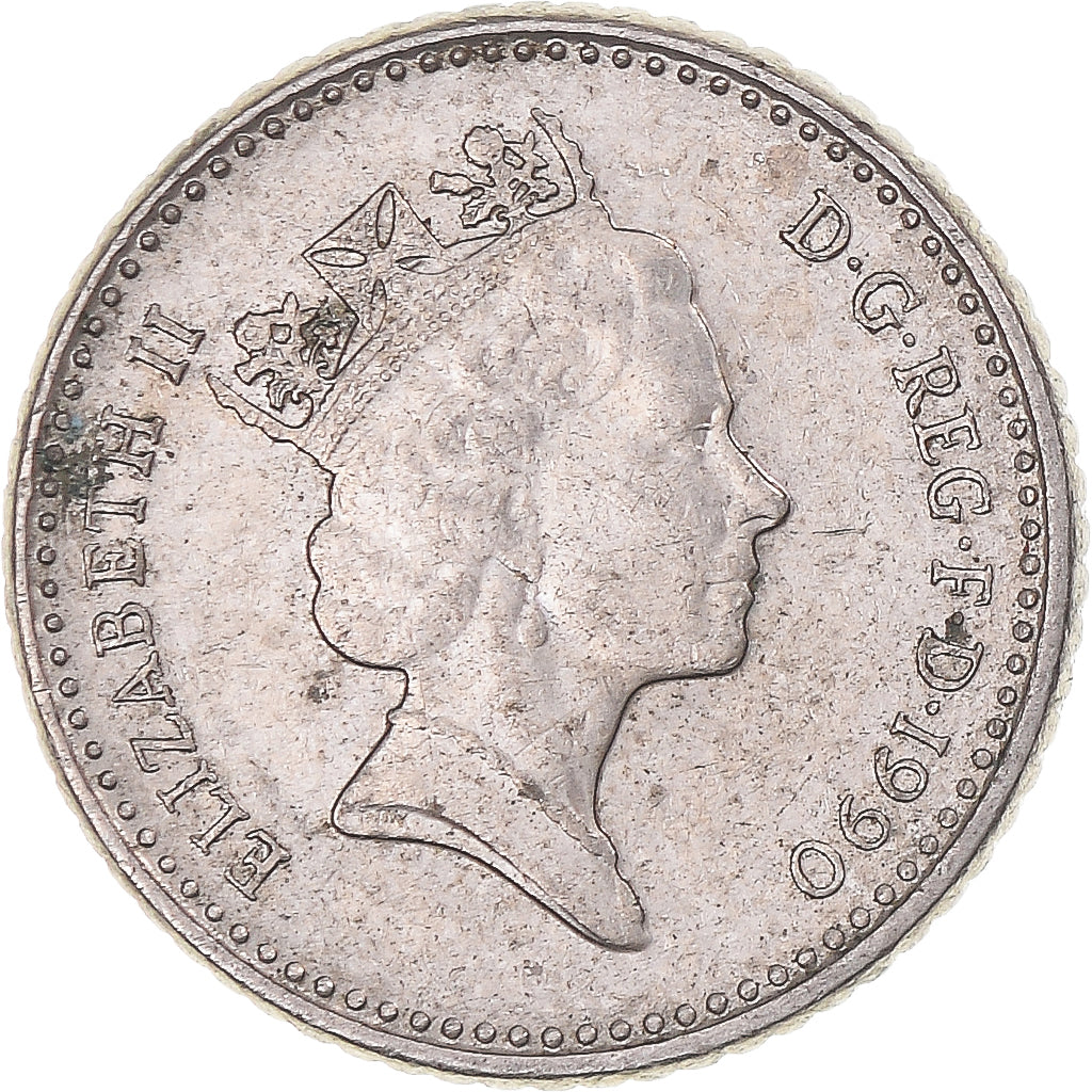 Coin, Great Britain, Elizabeth II, 5 Pence, 1990, EF(40-45), Copper-nickel