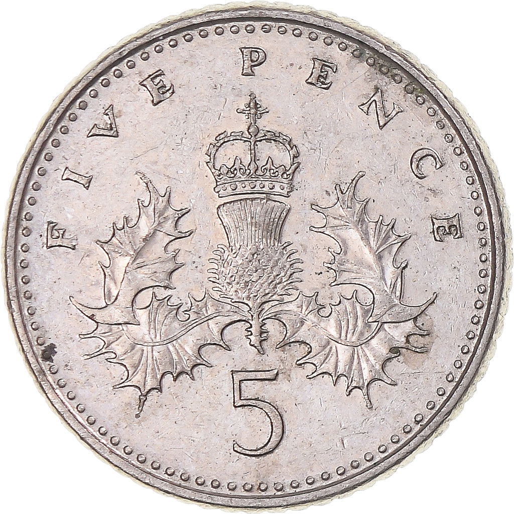 Coin, Great Britain, Elizabeth II, 5 Pence, 1990, EF(40-45), Copper-nickel