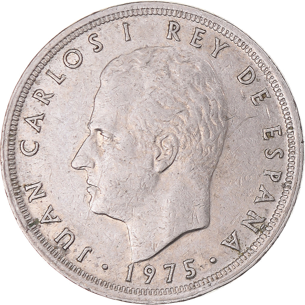 Munten, Spanje, Juan Carlos I, 5 Pesetas, 1975, Madrid, ZF, Cupro-nikkel, KM:807