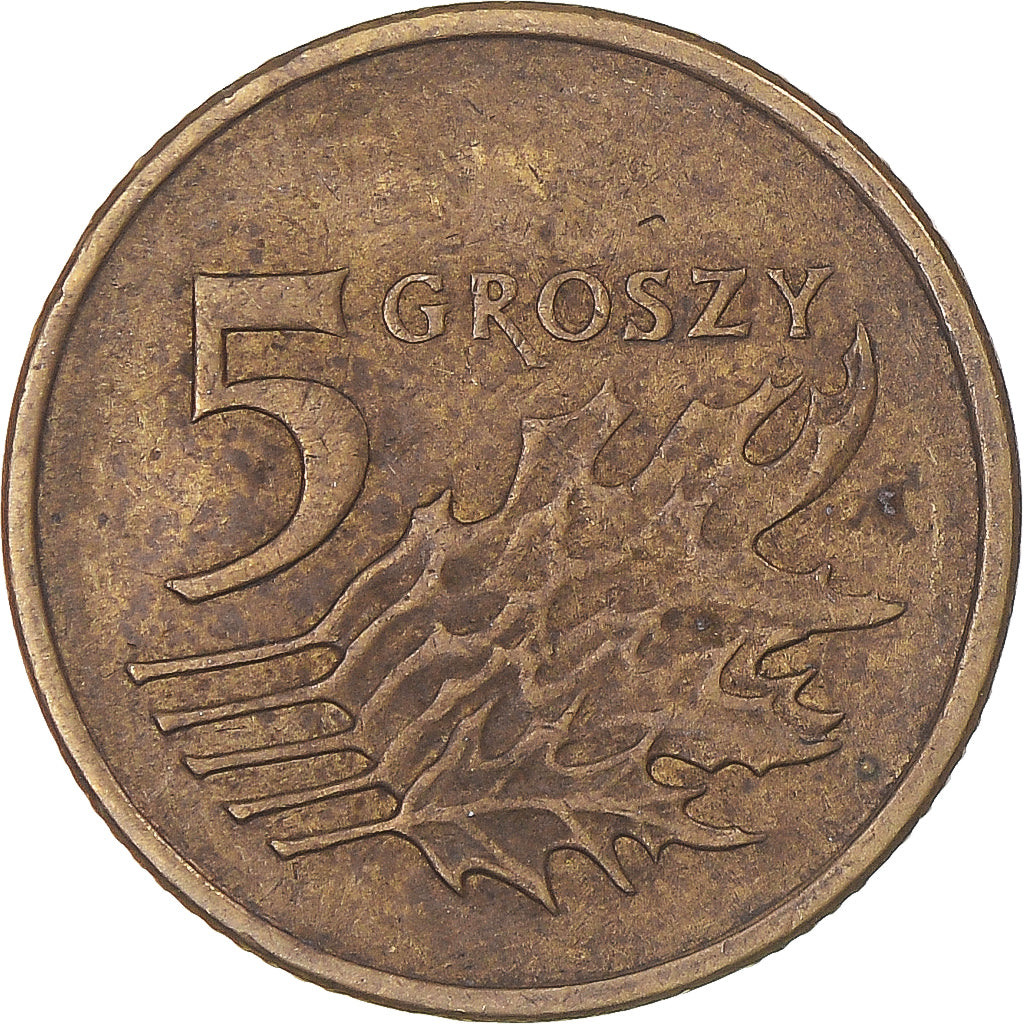 Moneda, Polonia, 5 Groszy, 2004, Warsaw, MBC, Latón, KM:278