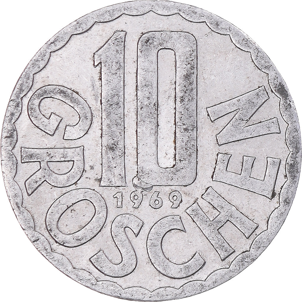 Moneta, Austria, 10 Groschen, 1969, Vienna, BB, Alluminio, KM:2878