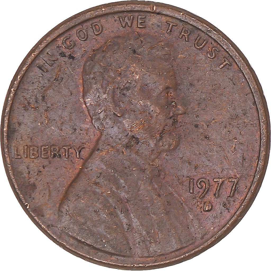 Moneta, Stati Uniti, Lincoln Cent, Cent, 1977, U.S. Mint, Denver, BB, Ottone