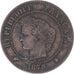 Moneda, Francia, Cérès, 2 Centimes, 1878, Bordeaux, BC+, Bronce, KM:827.2