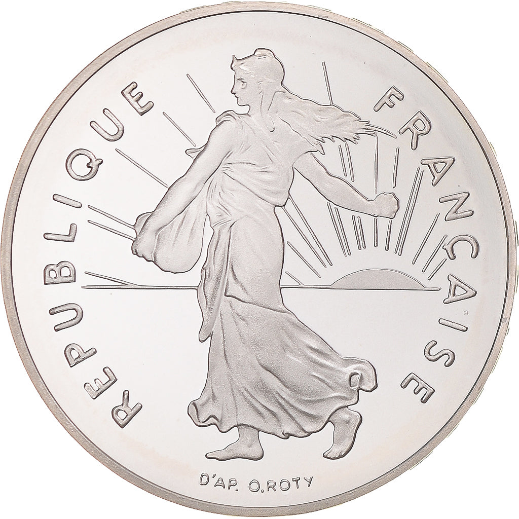 Moneda, Francia, Semeuse, 5 Francs, 2001, Paris, BE, tranche relief, FDC, Plata