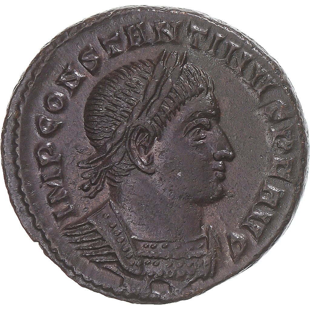 Moneta, Constantine I, Follis, 317-318, Ticinum, AU(55-58), Miedź, RIC:68
