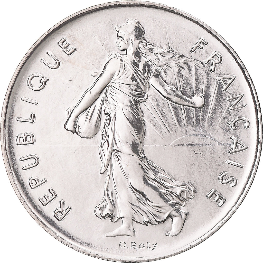 Moeda, França, Semeuse, 5 Francs, 1991, Paris, BU, MS(65-70), Cobre-Níquel