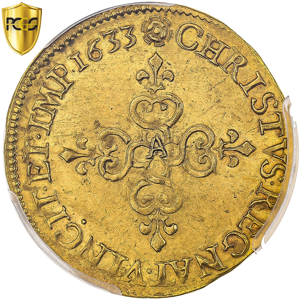 Francia, Louis XIII, Ecu d'or, Écu d'or, 1633, Paris, Oro, PCGS, AU Details