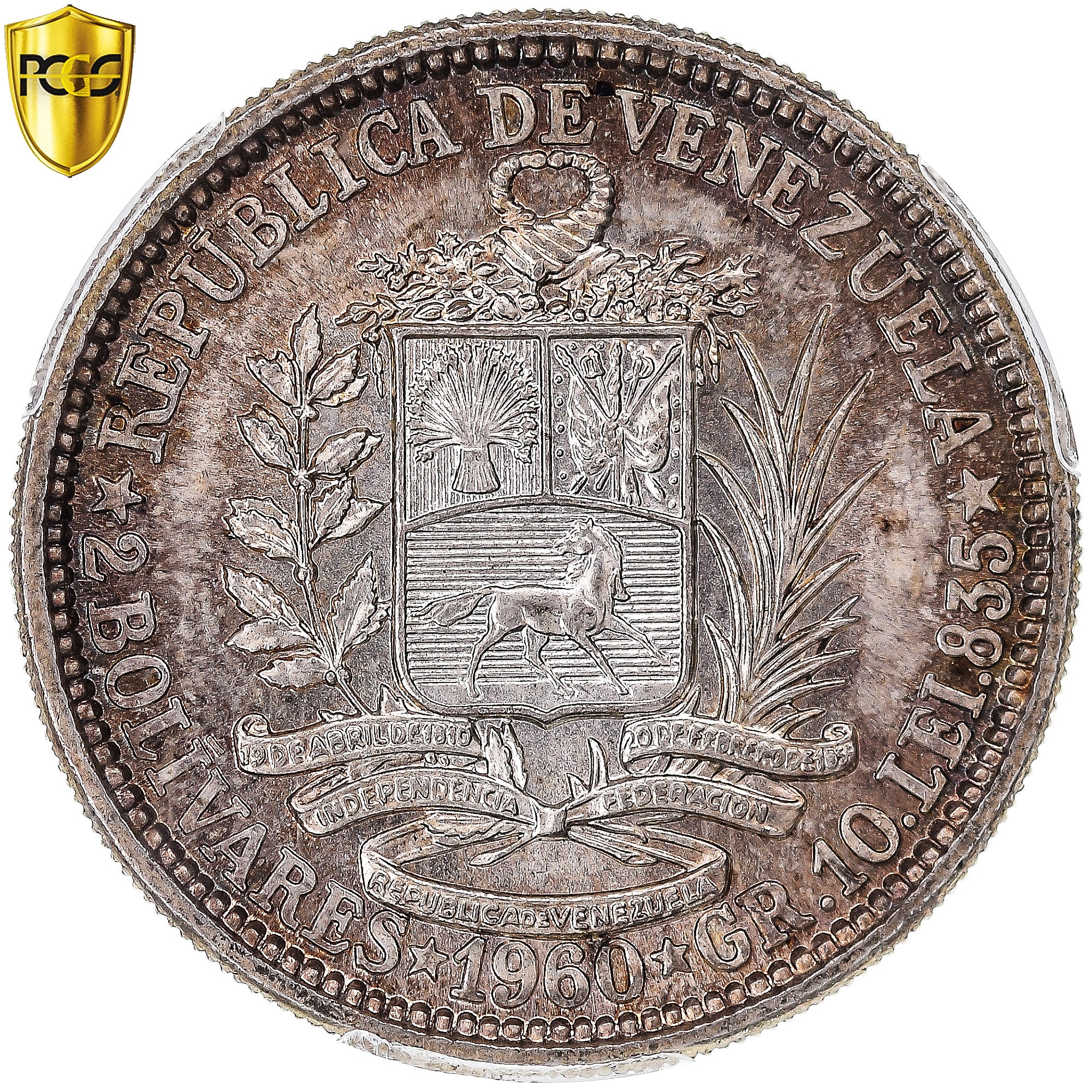 Coin, Venezuela, 2 Bolivares, 1960, Monnaie de Paris, MS(64), Silver, KM:A37