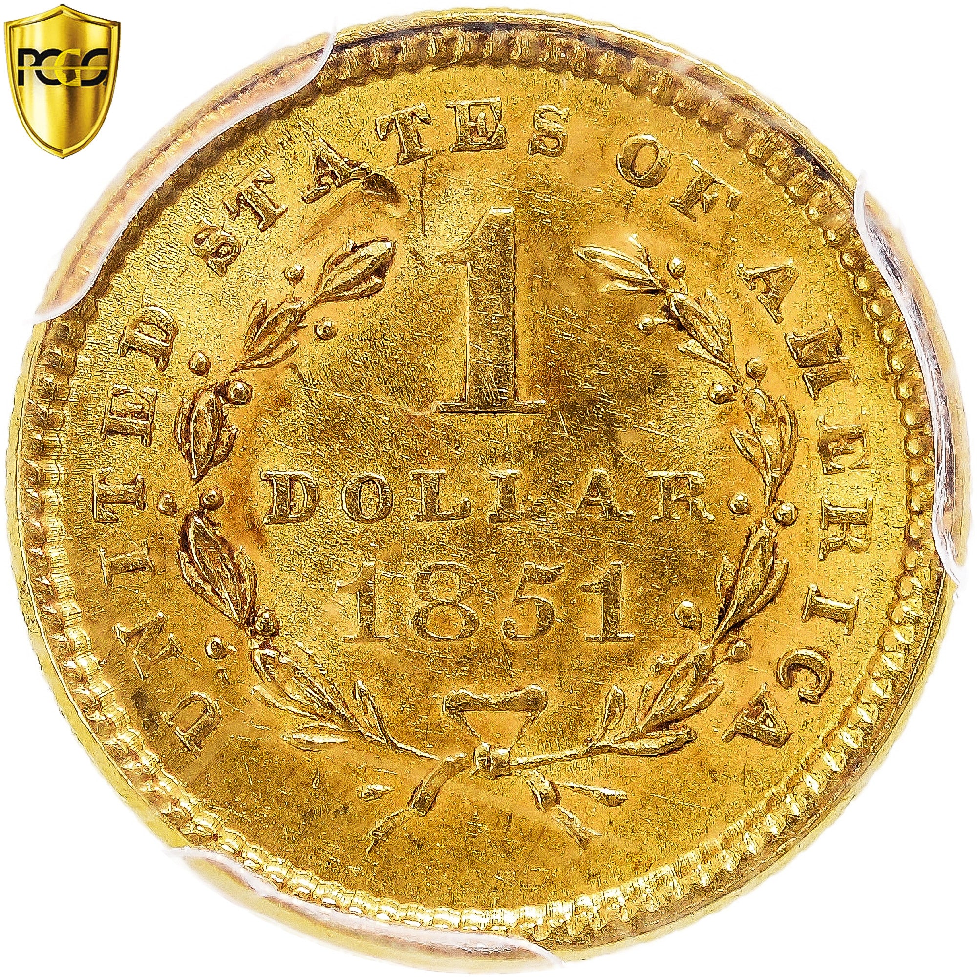 Coin, United States, Liberty Head, Dollar, 1851, U.S. Mint, Philadelphia, PCGS