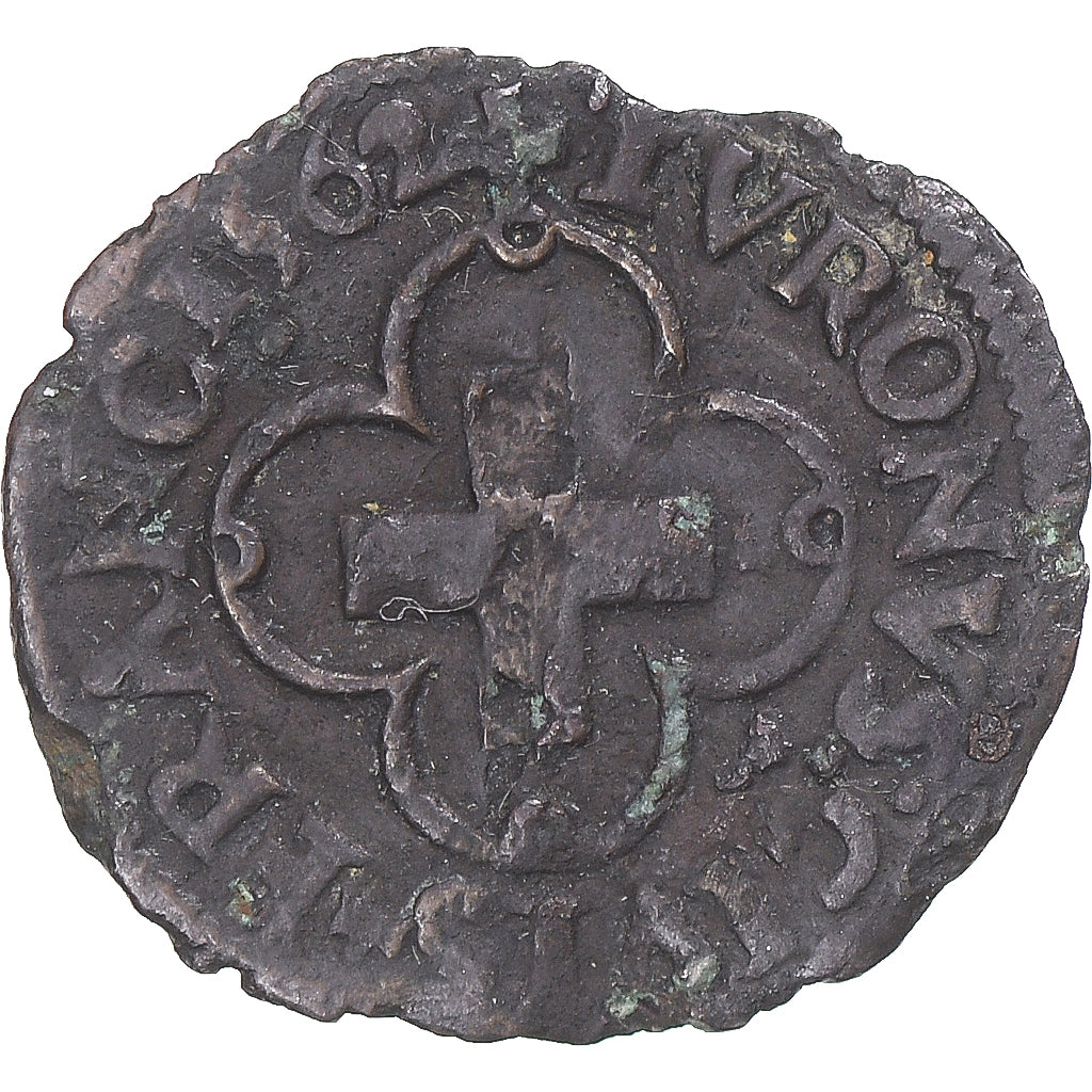 Monnaie, France, Charles IX, Denier tournois à la croisette, 1562, Paris, TB+