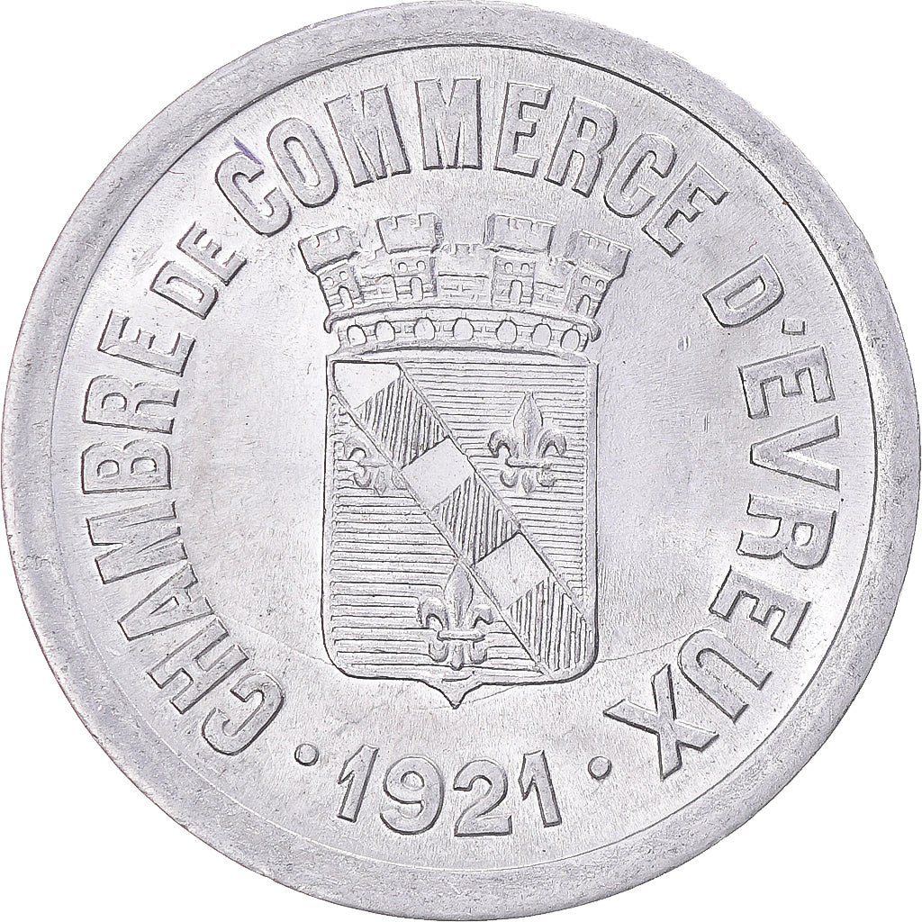 Monnaie, France, Chambre de commerce d'Evreux, 25 Centimes, 1921, SUP, Aluminium