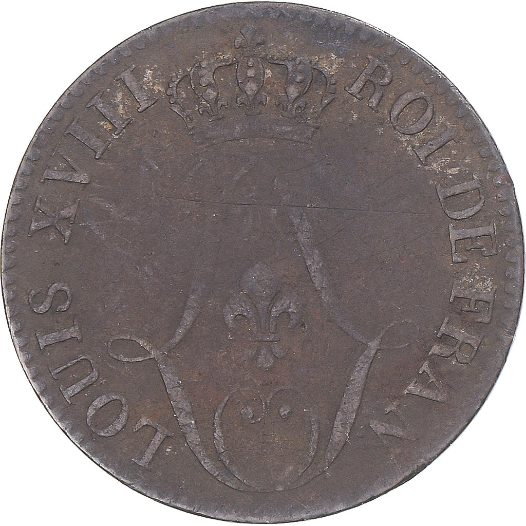 Münze, FRENCH GUIANA, Louis XVIII, 10 Centimes, 1818, Paris, S, Billon, KM:A1