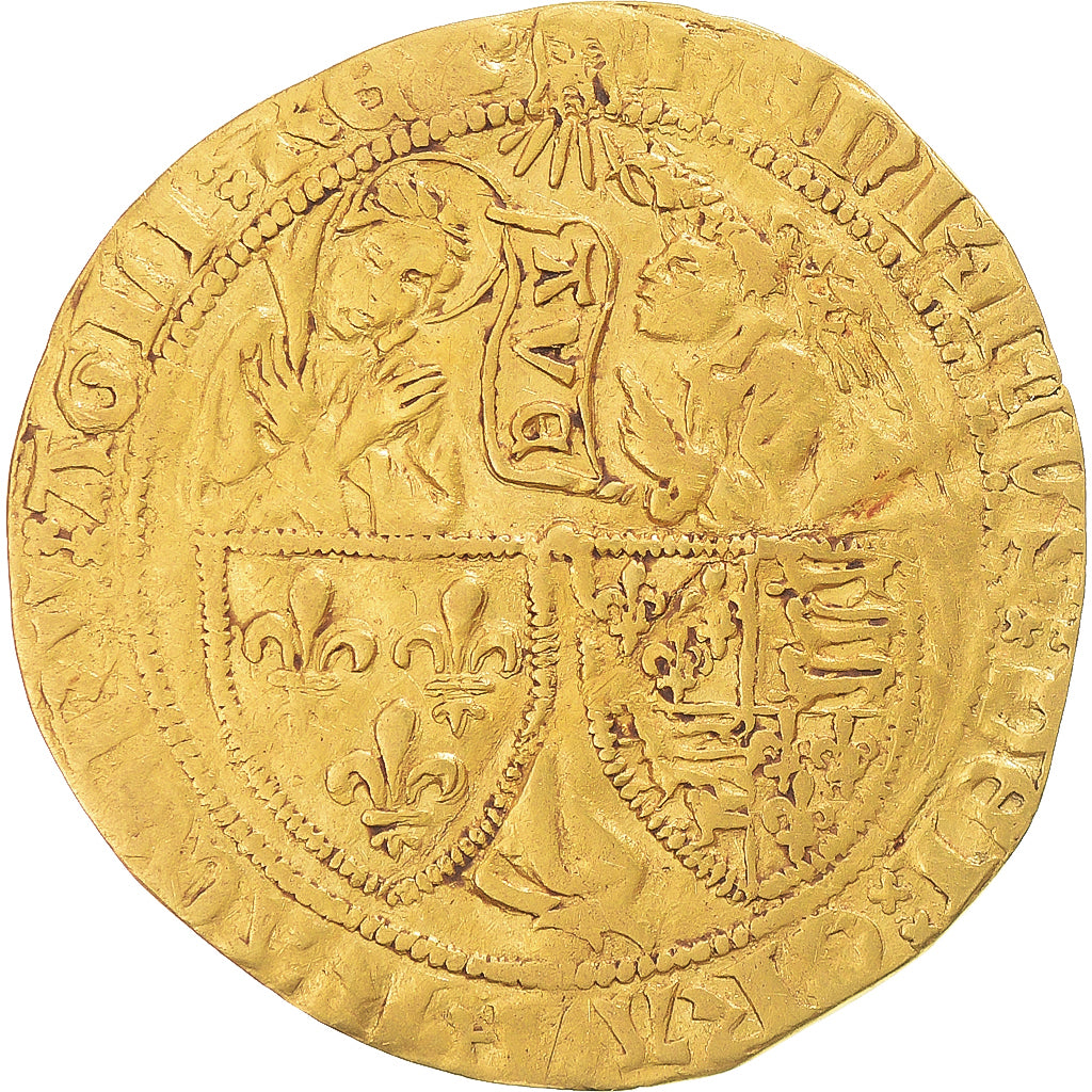 Francia, Henri VI, Salut d'or, 1423-1436, Dijon, Oro, MB+, Duplessy:443A