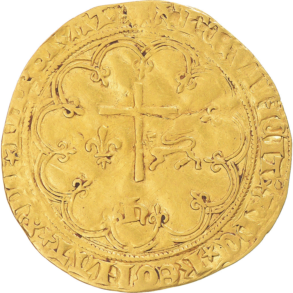 Francia, Henri VI, Salut d'or, 1423-1436, Dijon, Oro, MB+, Duplessy:443A