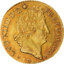 France, Louis XIV, Louis d'or aux insignes, 1704, Lyon, Réformé, Or, TTB+