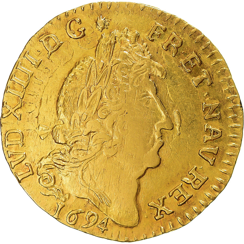 France, Louis XIV, Louis d'or au 4 L, 1694, Montpellier, Fausse réformation