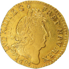 France, Louis XIV, Louis d'or au 4 L, 1694, Montpellier, Fausse réformation