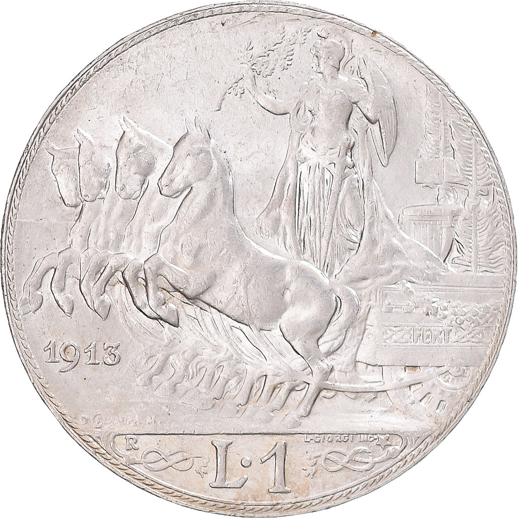 Coin, Italy, Vittorio Emanuele III, Lira, 1913, Rome, MS(60-62), Silver, KM:45