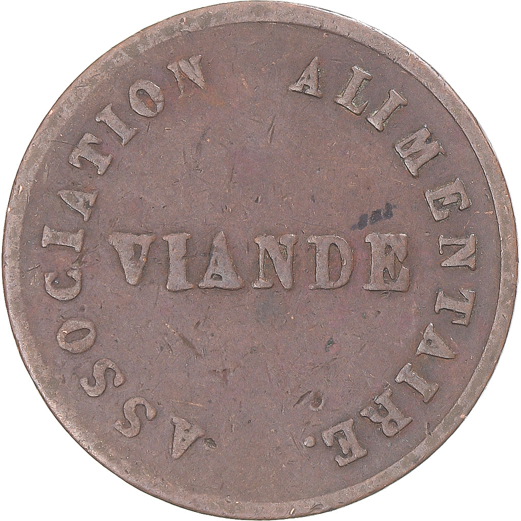 token, France, Ville de Grenoble, association alimentaire, Viande, 1850