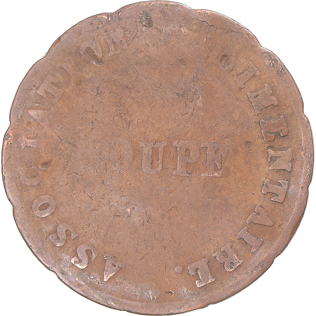 jeton, France, Ville de Grenoble, association alimentaire, Soupe, 1850, TB