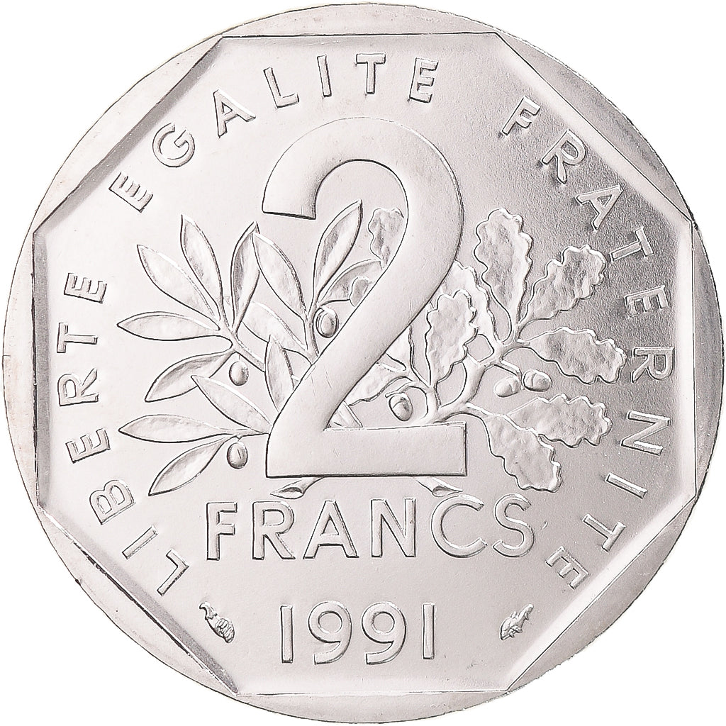 Monnaie, France, Semeuse, 2 Francs, 1991, Monnaie de Paris, BU, FDC, Nickel