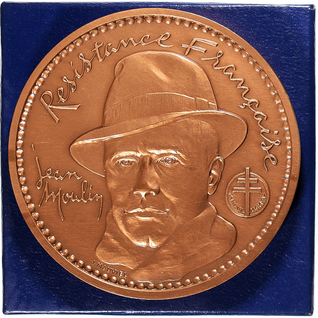 França, medalha, Résistance - Jean Moulin, 1985, MS(63), Bronze