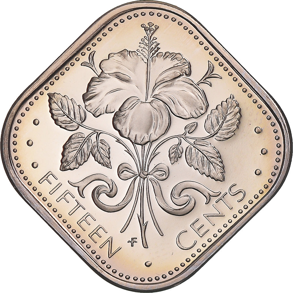 Moneta, Bahamas, Elizabeth II, 15 Cents, 1974, Franklin Mint, Proof, FDC