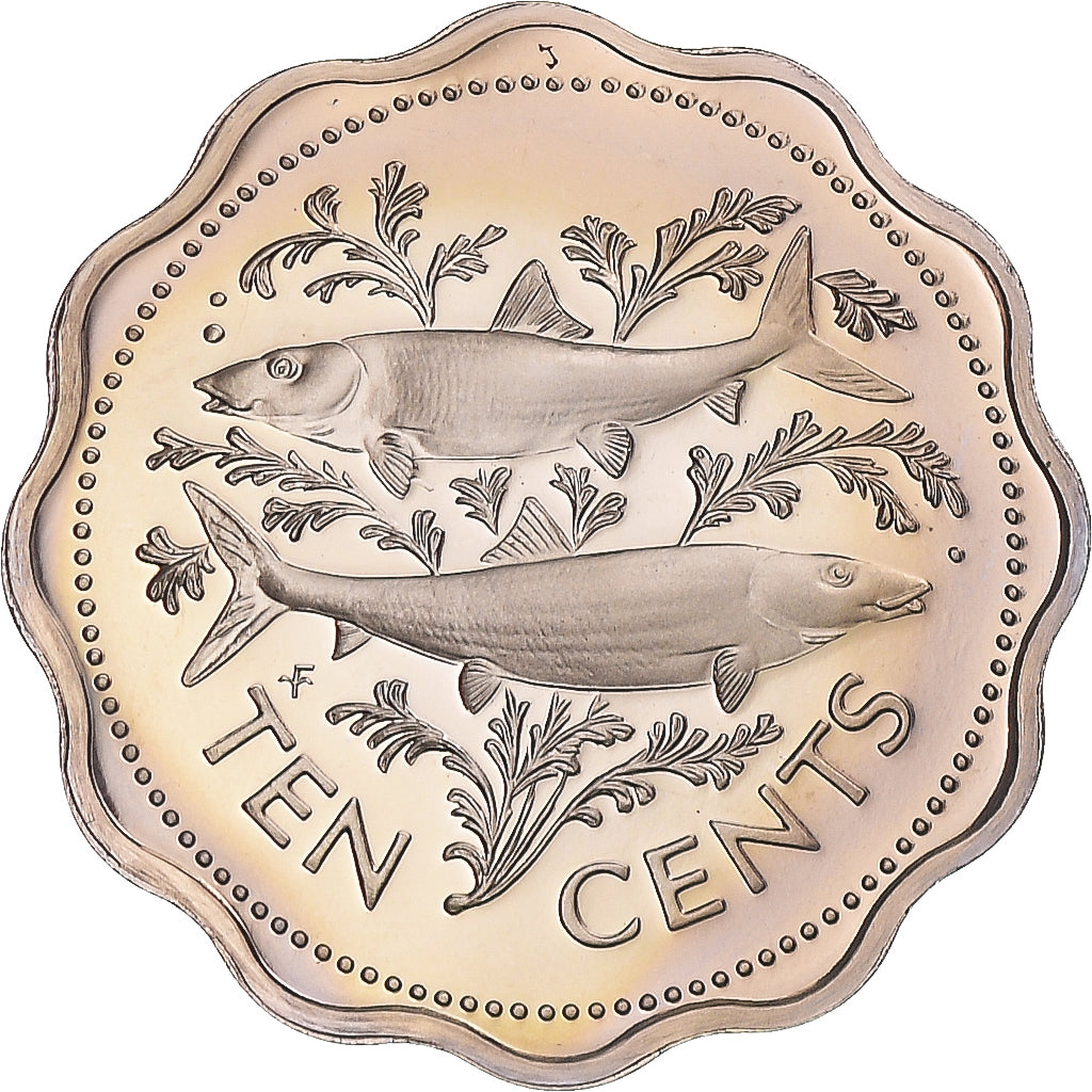 Moeda, Baamas, Elizabeth II, 10 Cents, 1974, Franklin Mint, Proof, MS(65-70)