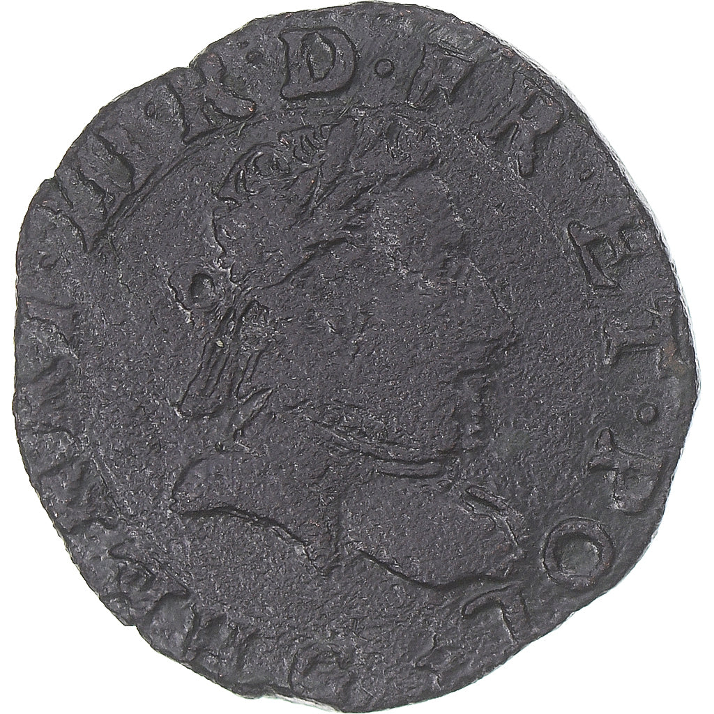 Monnaie, France, Henri III, Double Tournois, 1586, Poitiers, TB+, Cuivre