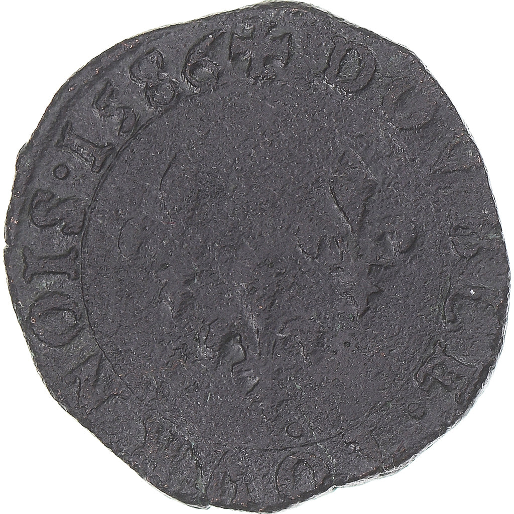 Monnaie, France, Henri III, Double Tournois, 1586, Poitiers, TB+, Cuivre