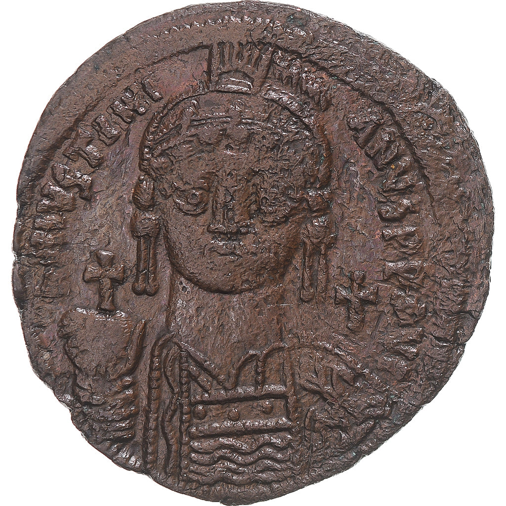 Justinian I, Follis, 540-541, Constantinople, Bronze, AU(50-53), Sear:163