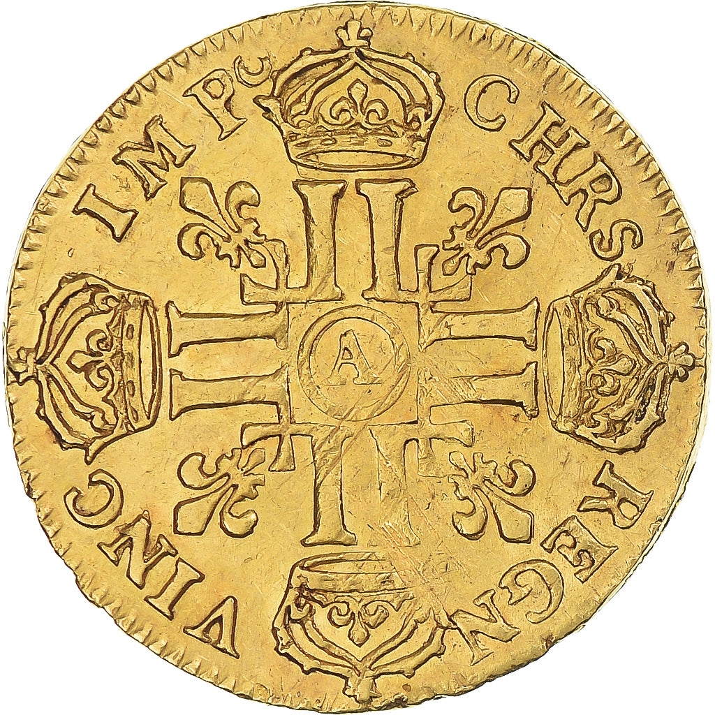 France, Louis XIV, Louis d’or à la tête virile, 1680, Paris, Or, TTB
