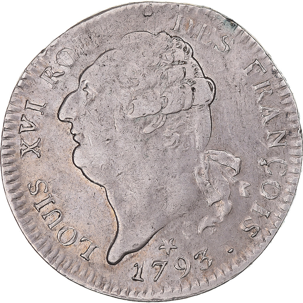 Coin, France, Louis XVI, Écu de 6 livres françois, 1793 / AN 5, Lille