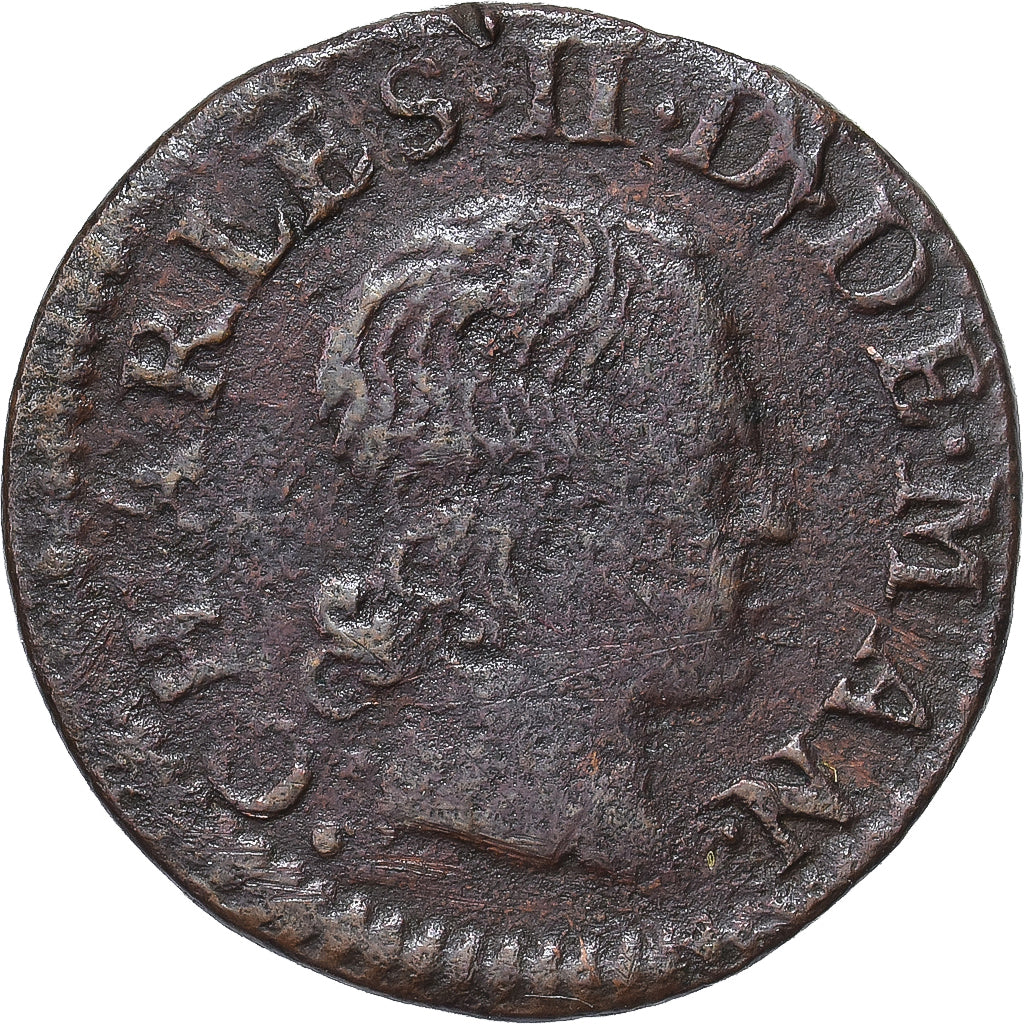 Moeda, Principado de Arches, Charles II, Denier Tournois, 1653, Charleville