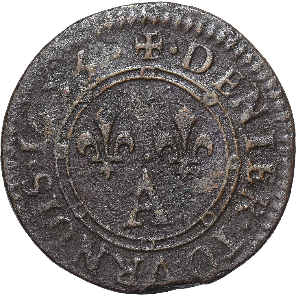 Moeda, Principado de Arches, Charles II, Denier Tournois, 1653, Charleville