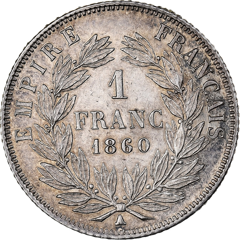 Francia, Napoleon III, 1 Franc, 1860, Paris, Argento, SPL-, Gadoury:460