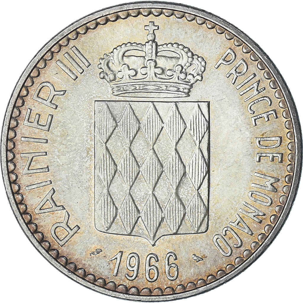 Munten, Monaco, Rainier III, 10 Francs, 1966, Monnaie de Paris, UNC-, Zilver