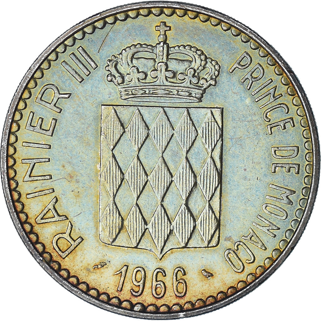 Munten, Monaco, Rainier III, 10 Francs, 1966, Monnaie de Paris, UNC-, Zilver