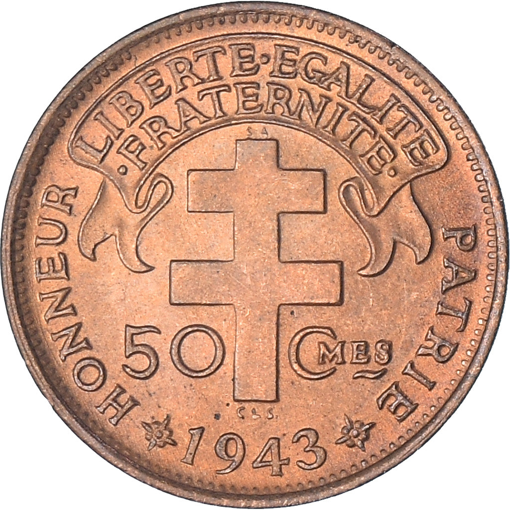 Moeda, África Equatorial Francesa, Cameroun, 50 Centimes, 1943, Pretoria