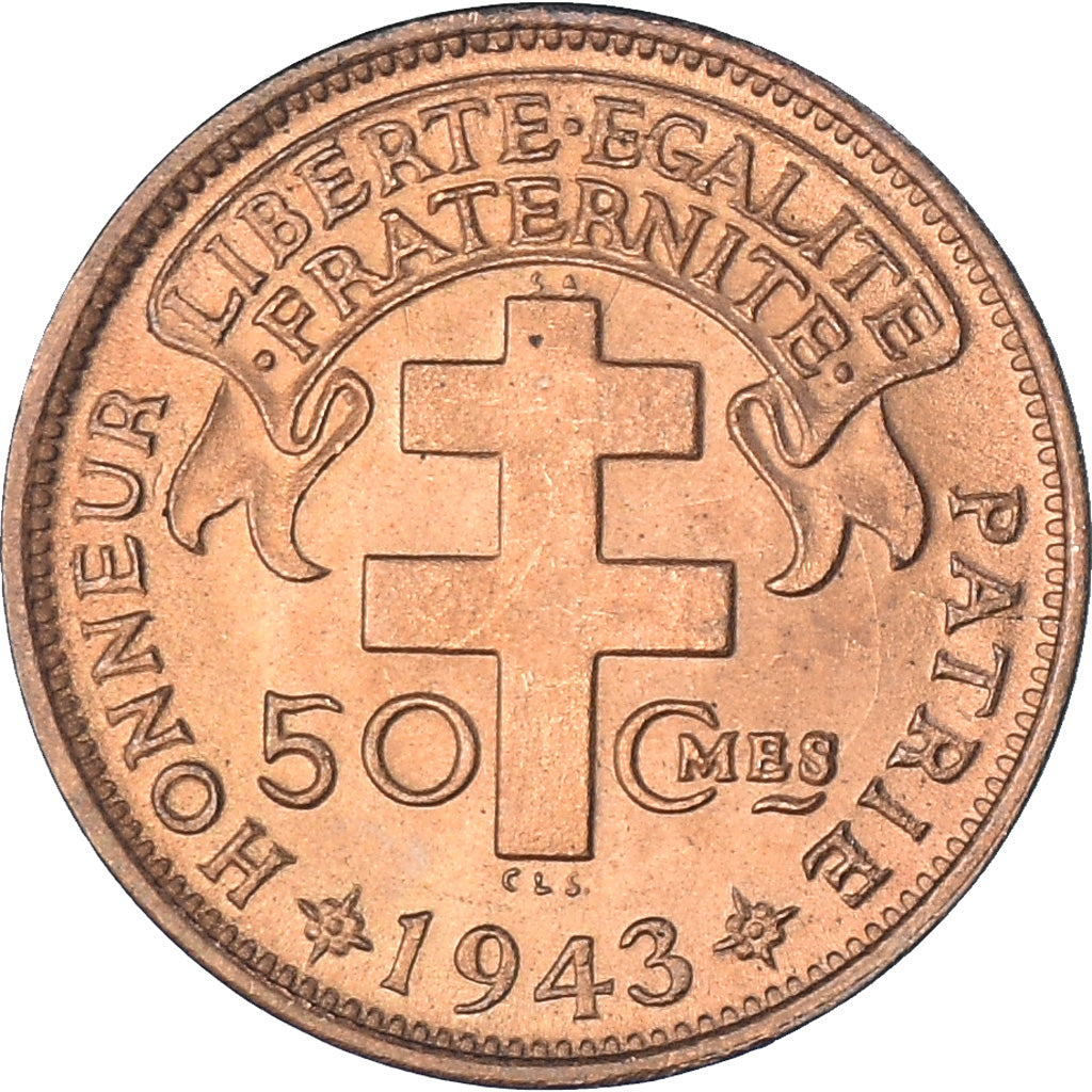 Moneda, África ecuatorial francesa, Cameroun, 50 Centimes, 1943, Pretoria