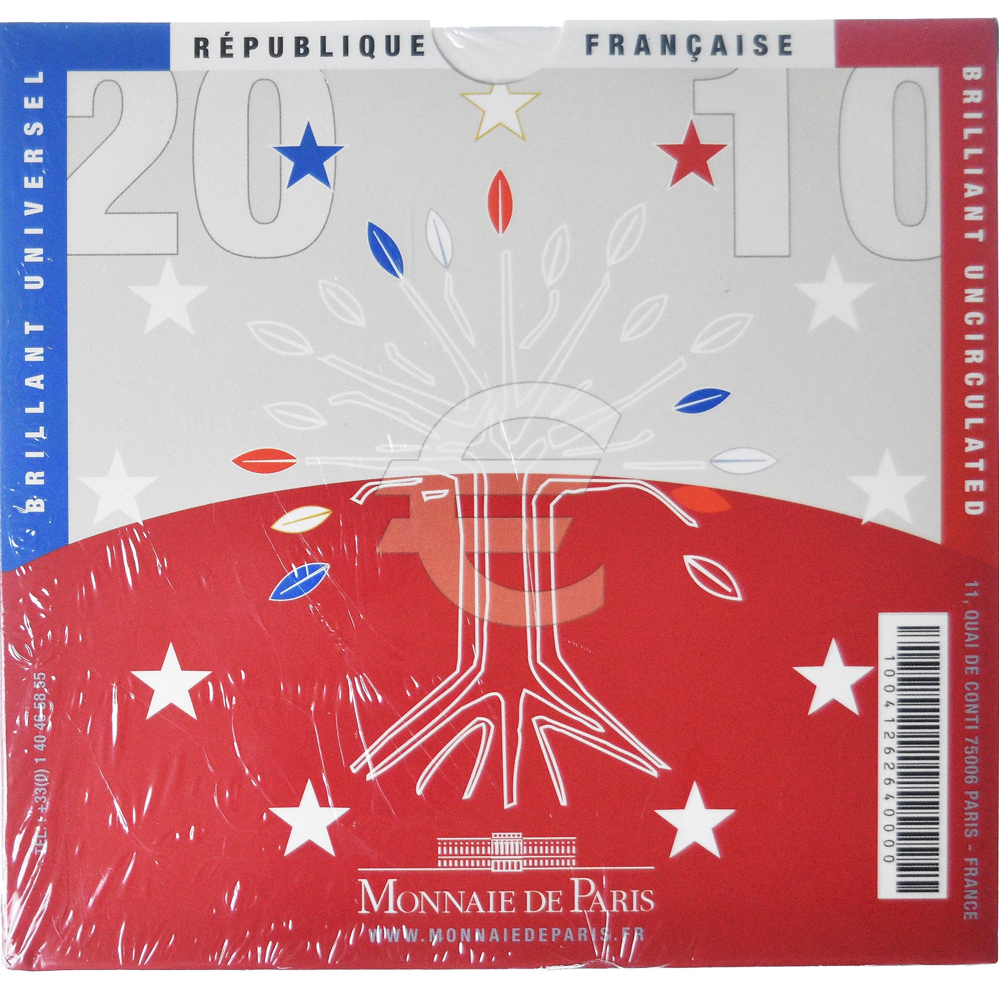 França, Coffret 1c. à 2€, 2010, Monnaie de Paris, BU, MS(65-70), N/D