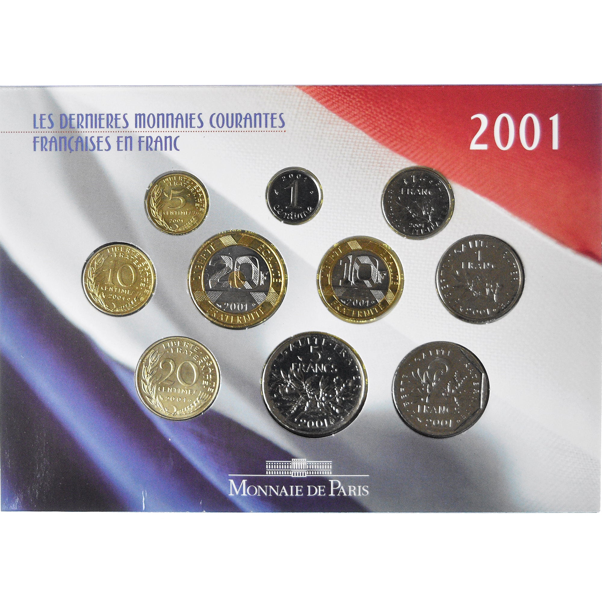 Coin, France, Coffret 1 c. à 20 frs., 2001, Monnaie de Paris, BU, MS(65-70)