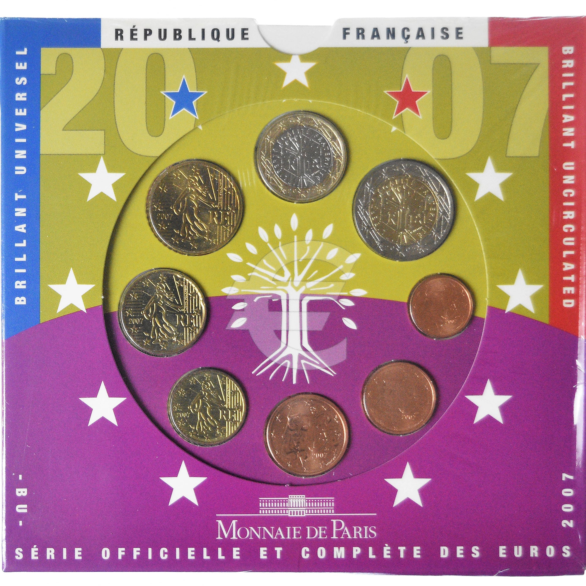 Francia, Coffret 1c. à 2€, 2007, Monnaie de Paris, BU, FDC, N.C.