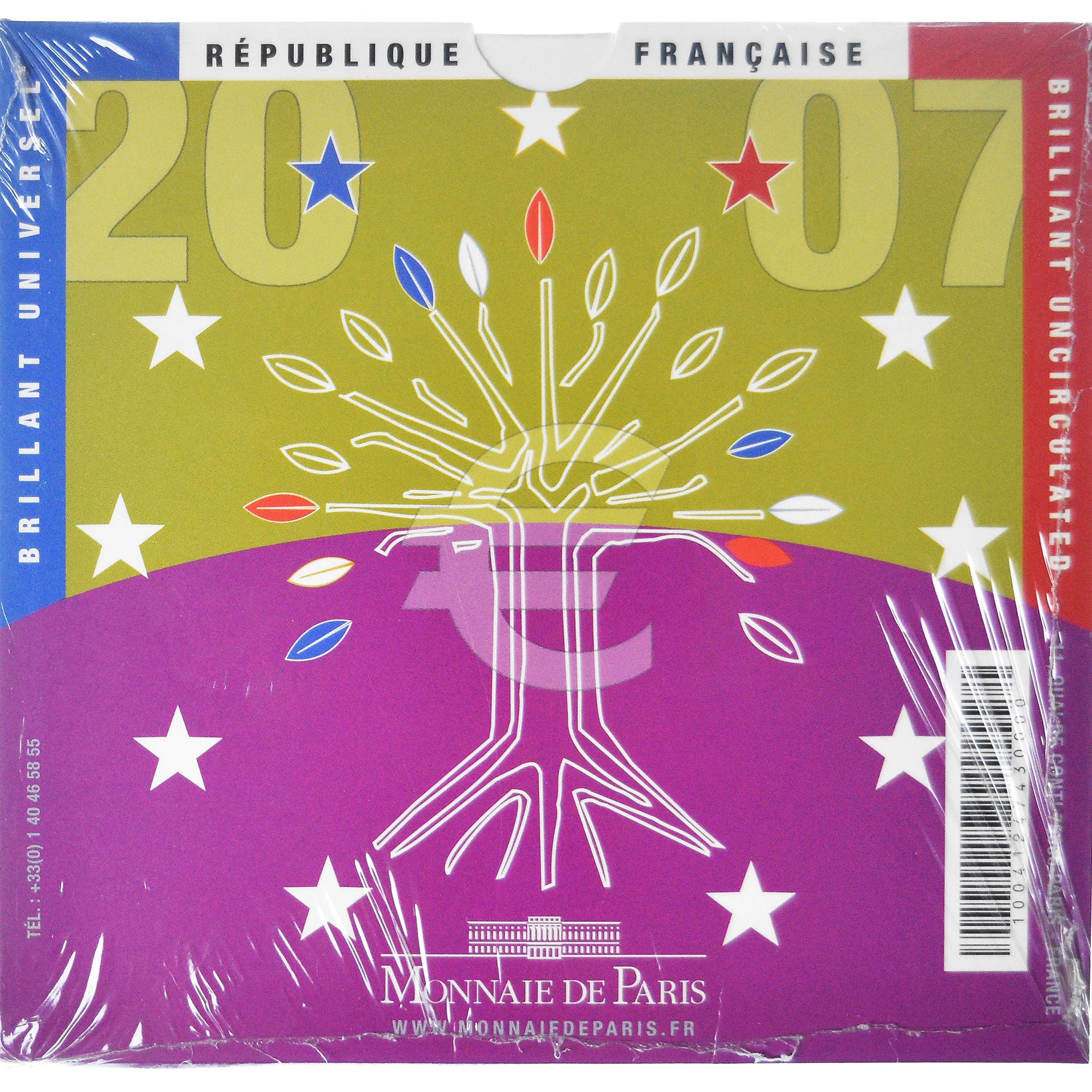 Francia, Coffret 1c. à 2€, 2007, Monnaie de Paris, BU, FDC, N.C.